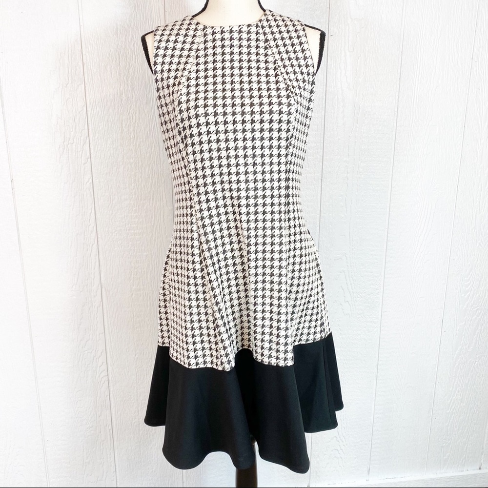 Anne Kline Houndstooth Black and White Dress 8